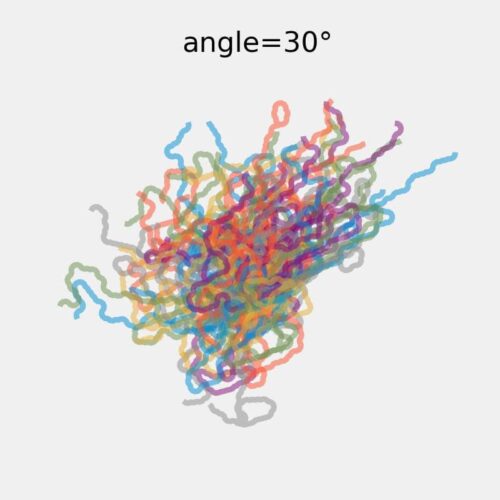 [matplotlib animation] 113. Angle-limited random walkのアニメーション – サボテンパイソン